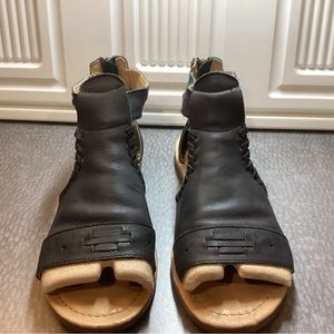 Black leather sandals